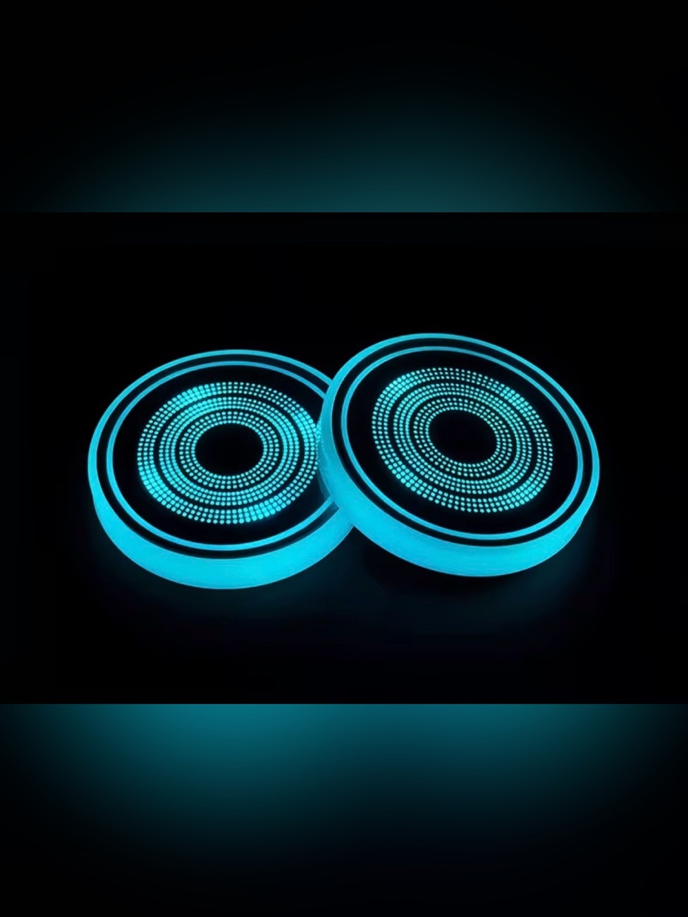 Blue LED Glowing Drink Coasters - For Cars